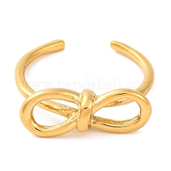 Ion Plating(IP) 304 Stainless Steel Bowknot Open Cuff Rings for Women&nbsp;RJEW-G319-01G