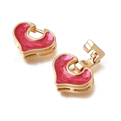 Heart Brass Enamel Fold Over Clasps&nbsp;KK-CBAA3D5-861G