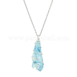 Electroplated Natural Quartz Crystal Prism Copper Wire Wrapped Pendant Necklaces&nbsp;NJEW-JN05027-02