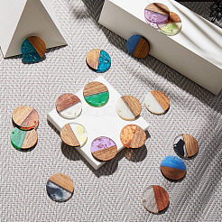 Opaque Resin & Transparent Resin & Walnut Wood Pendants&nbsp;RESI-SZ0001-12