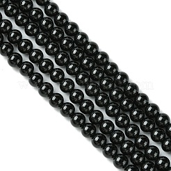 Natural Black Agate Round Beads Strands&nbsp;G-L086-A-01