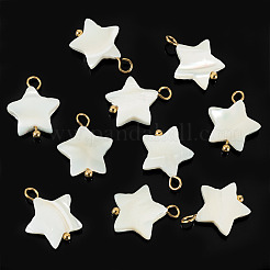 10Pcs Natural Shell Star Pendants&nbsp;SHEL-TA0001-36