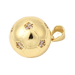 Sports Theme Brass Micro Pave Clear Cubic Zirconia Pendants&nbsp;KK-Z150-21G-01