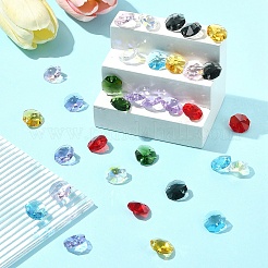 48Pcs 8 Colors Electroplate Glass Links Connectors&nbsp;EGLA-FS0001-48