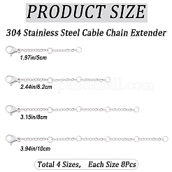 32Pcs 4 Style 304 Stainless Steel Cable Chain Extender&nbsp;STAS-CN0001-60
