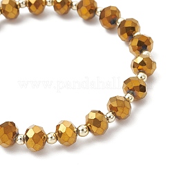 Electroplate Transparent Glass Beads with Electroplate Non-magnetic Synthetic Hematite Beads and Korean Elastic Crystal Thread Bracelets&nbsp;BJEW-JB11705