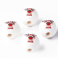 Painted Natural Wood Beads&nbsp;WOOD-N006-186