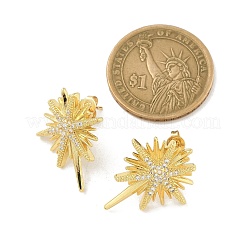 Brass Micro Pave Clear Cubic Zirconia Stud Earrings&nbsp;KK-B124-13G