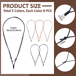 40Pcs 5 Colors Adjustable Waxed Cotton Cord Necklace Making&nbsp;AJEW-UN00045
