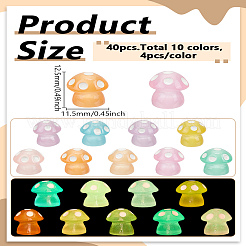 40Pcs 10 Colors Mushroom Luminous Resin Display Decorations&nbsp;RESI-LP0001-61