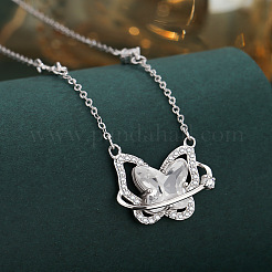 Brass & Alloy Pave Clear Cubic Zirconia Pendant Necklaces&nbsp;WG9D488-01