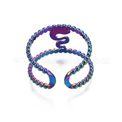 304 Stainless Steel Snake Cuff Ring&nbsp;RJEW-N038-088