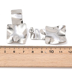 304 Stainless Steel Square Dangle Stud Earrings&nbsp;EJEW-K268-79A-P