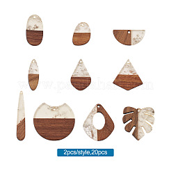 20Pcs 10 Style Resin & Walnut Wood Pendants&nbsp;RESI-KS0001-05