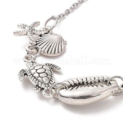 Shell & Starfish & Turtle Alloy Charm Bracelet for Women&nbsp;BJEW-JB09354