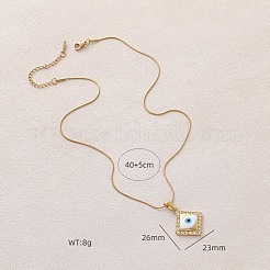 Trendy Cartoon 304 Stainless Steel Enamel White Evil Eye Rhombus Pendant Necklaces for Women&nbsp;MQ6271