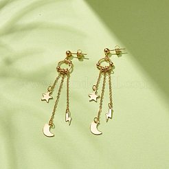 304 Stainless Steel Star & Moon & Lighting Bolt Dangle Stud Earrings&nbsp;EJEW-JE04908