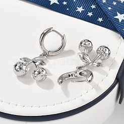Brass Cherry Hoop Earrings&nbsp;EJEW-R016-04G