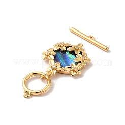 Brass Pave Clear Cubic Zirconia Toggle Clasps&nbsp;KK-M243-09G-02