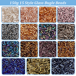 150g 15 Style Glass Bugle Beads&nbsp;SEED-PH0002-20