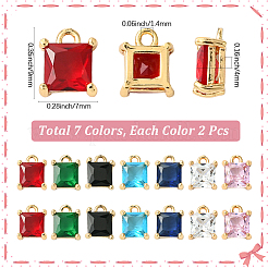 14Pcs 7 Colors Brass Micro Pave Cubic Zirconia Pendants&nbsp;KK-SC0006-65