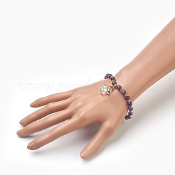Natural Mixed Stone Beads Stretch Charm Bracelets&nbsp;BJEW-JB03857