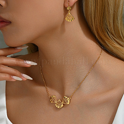 Elegant Hollow Fan Brass Necklace & Dangle Earrings Set&nbsp;RC4710