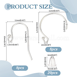 16Pcs 2 Styles 925 Sterling Silver Earring Hooks&nbsp;STER-ME0001-21