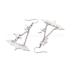 Tarnish Resistant 304 Stainless Steel Bat Pendants Dangle Earrings&nbsp;EJEW-TA00452
