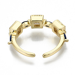 Brass Micro Pave Cubic Zirconia Cuff Rings&nbsp;RJEW-N032-005-NF
