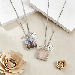 2Pcs Stainless Steel Chain Necklaces&nbsp;NJEW-DR00047
