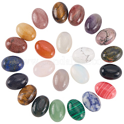 25Pcs 25 Styles Natural & Synthetic Mixed Gemstone Flat Back Cabochons&nbsp;G-PA0002-64