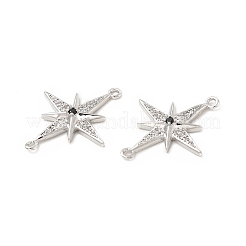 Brass Micro Pave Clear & Black Cubic Zirconia Connector Charms&nbsp;KK-E068-VB041