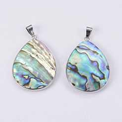 Abalone Shell/Paua Shell Pendants&nbsp;SSHEL-L008-20P