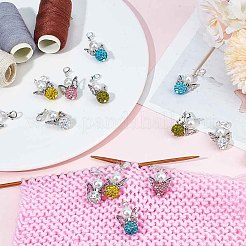 6 Sets Angel Polymer Clay & Glass Rhinestone Bead Pendant Locking Stitch Markers&nbsp;HJEW-SC0001-72