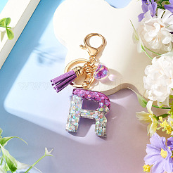 Alloy Resin Heart Keychains&nbsp;KEYC-TADJ0002-01G-R