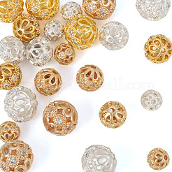 24Pcs Rack Plating Brass Pave Clear Cubic Zirconia Beads&nbsp;KK-TA0002-59
