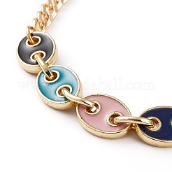 Golden Plated Brass Enamel Chain Bracelets&nbsp;BJEW-JB05881