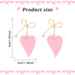 5 Pairs 5 Colors  Alloy Bowknot with Heart Dangle Stud Earrings&nbsp;EJEW-AN0003-59