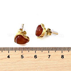 304 Stainless Steel Red Agate Stud Earrings&nbsp;EJEW-M065-01B-G