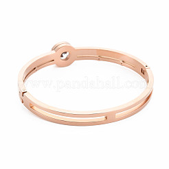 Crystal Rhinestone Flat Round Bangle with Roman Numeral&nbsp;BJEW-N017-007RG