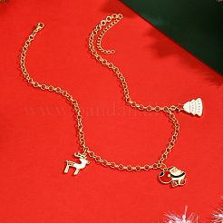 Brass Enamel Christmas Tree Santa Claus Reindeer Pendant Bib Necklaces for Women&nbsp;SB7125