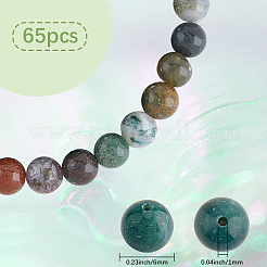 65Pcs Round Natural Indian Agate Beads&nbsp;G-SC0003-57