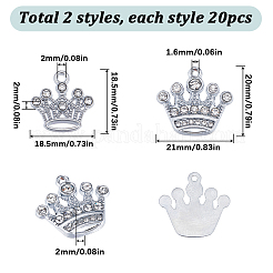 40Pcs 2 Style Zinc Alloy with Crystal Rhinestone Pendants&nbsp;FIND-SC0007-35