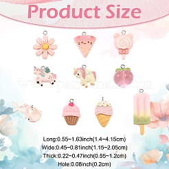 10Pcs 10 Styles Opaque & Transparent Resin Pendants&nbsp;RESI-YW0005-18
