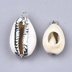 Electroplate Cowrie Shell Pendants&nbsp;SHEL-S266-04B