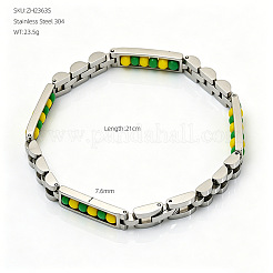 304 Stainless Steel & Plastic Beads Rectangle Link Chain Bracelets for Men&nbsp;WGDA73D-02