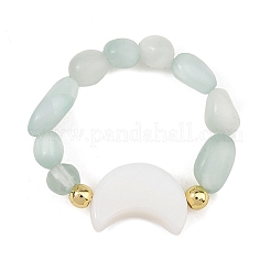 2Pcs Glass with Natural Freshwater Shell Beads Rings&nbsp;RJEW-JR01114