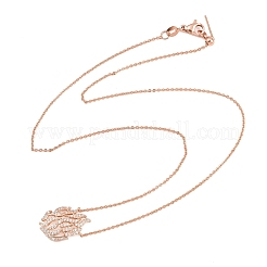 Brass Micro Pave Clear Cubic Zirconia Flame Pendant Adjustable Slider Necklaces&nbsp;KK-CBA4547-10RG