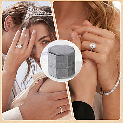Velvet Cover Plastic Couple Ring Box&nbsp;VBOX-WH20003-001D